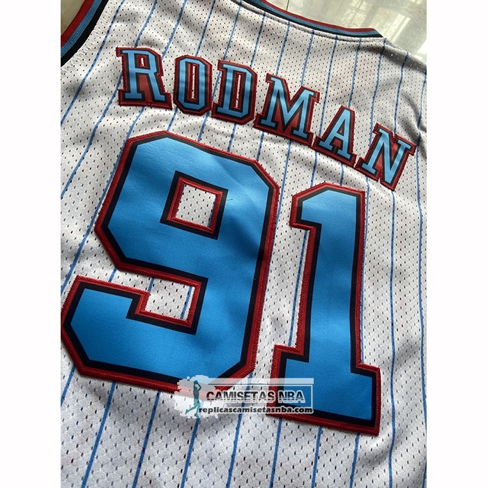 Camiseta Chicago Bulls Dennis Rodman NO 91 Mitchell & Ness 1996-97 Blanco